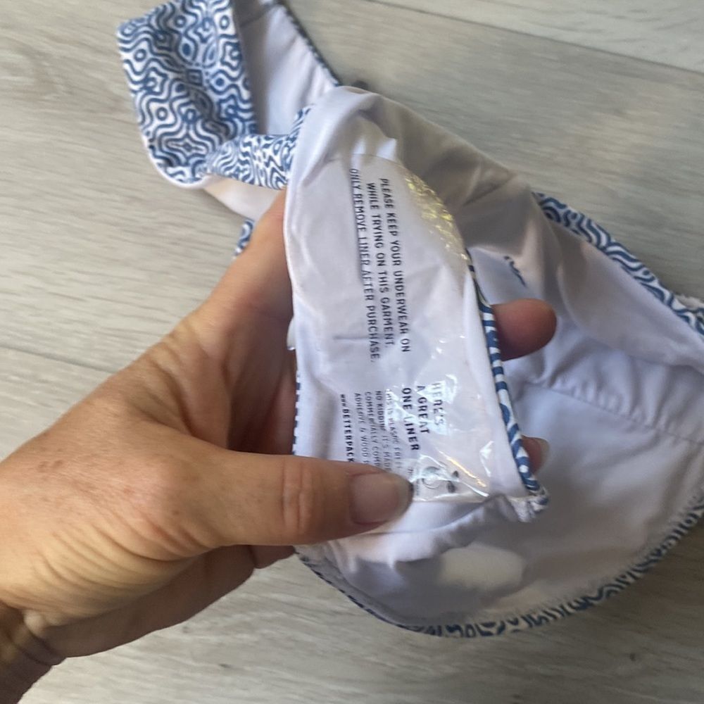 Her.Own Sierra Swim Top Tie Back XL Quin Bottom M Bikini Set Tile Blue/White NWT - Picture 9 of 10